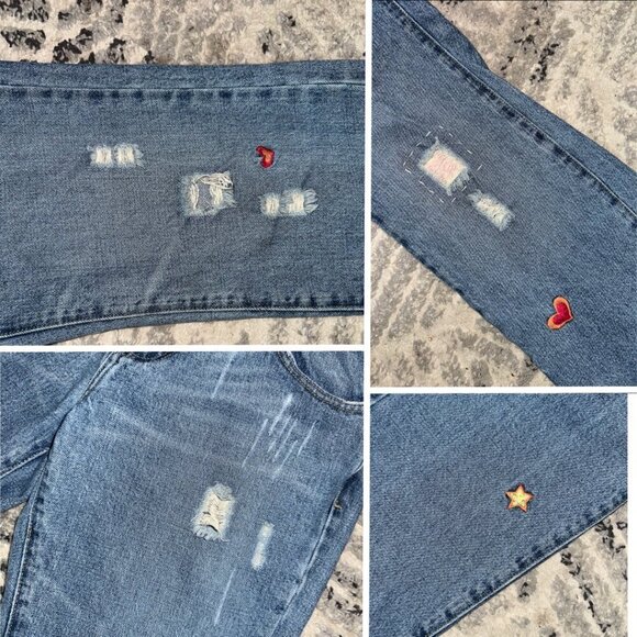 Vintage Angels Embroidered Jeans With Patches Rainbow Pockets Size 7 Women - Picture 5 of 16